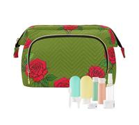 EtherSpher Borsa cosmetica da appendere con rose rosse per San Valentino, borsa per cosmetici da donna, portamonete per articoli da toeletta da viaggio organizer, Rose rosse d'amore di San Valentino,