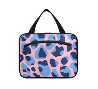 EtherSpher Borsa cosmetica da appendere con stampa leopardata blu pesca chiaro per le donne con gancio, borsa kit moda designer per accessori da viaggio essenziali per le donne palestra maleta para