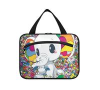 EtherSpher Borsa cosmetica da viaggio con elefante bianco freddo del fumetto con gancio, borsa cosmetica multifunzionale di design per il viaggio deve funzionare bolso para maquillaje de mujer L