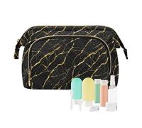 EtherSpher Borsa cosmetica della chiusura lampo delle borse del marmo nero dell'oro per i monili delle donne per l', Marmo nero e oro., 1 size