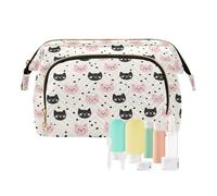 EtherSpher Borsa cosmetica leggera con gatto animale carino nero pesca crema borsa cosmetica borsa cosmetica borsa per trucco borsa per organizzare le chiavi delle carte, simpatico gatto animale nero
