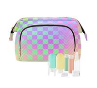 EtherSpher Borsa cosmetica leggera variopinta dei quadrati di progettazione del laser della borsa cosmetica di trucco del periodo di trucco per il trucco, Quadrati colorati di progettazione del laser,
