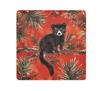 EtherSpher Borsa cosmetica nera con palma asiatica con alberi di pino rosso Merry Christmas in tessuto autoadesivo borsa per il trucco organizer involucro 55 x 55 cm involucro per articoli da