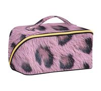 EtherSpher Borsa cosmetica progettata per la texture della pelle del leopardo del fard con i divisori Borse cosmetiche portatili per le donne accessori da viaggio