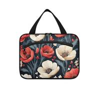 EtherSpher Borsa da donna rossa e bianca con fiore di papavero di mais da viaggio con gancio, borsa tote unisex di design per donna palestra estuches para maquillaje L, rosso e bianco Corn Poppy fiore