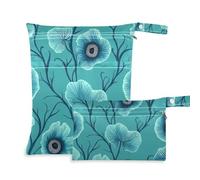 EtherSpher Borsa da palestra riutilizzabile Morning Glory, turchese, vintage, confezione da 2, borsa bagnata per costume da bagno con manici per il bagno, asilo nido