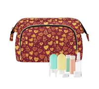 EtherSpher Borsa da toeletta con scritta "Merry Christmas" e scritta "Love Red Cookies", con cerniera, da appendere, per trucchi da viaggio, Buon Natale amore biscotti rossi, 1 size