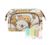 EtherSpher Borsa da toilette beige con motivo di pecore carine, impermeabile, per cosmetici, borsa per il cambiamento della borsa per la grande capacità, Carino cartone animato pecora beige, 1 size