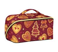 EtherSpher Borsa da toilette con scritta "Merry Christmas" e scritta "Love Red Cookies", con divisori, impermeabile, con cerniera, verticale, autoportante