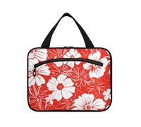 EtherSpher Borsa da toilette da donna con petali floreali bianchi con gancio, custodia essenziale di design per articoli da toeletta per viaggiatori hotel bolsa para guardar maquillaje L, petalo