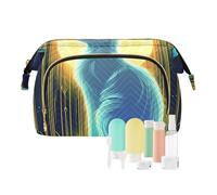 EtherSpher Borsa da toilette da viaggio portatile con gatto bianco astrologia dei tarocchi del fumetto borsa cosmetica da viaggio per le donne portamonete per l'organizzatore delle chiavi della carta,