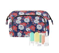 EtherSpher Borsa da toilette leggera con crisantemo blu scuro retrò borse cosmetiche per le donne borsa per il periodo di trucco per pennelli da trucco, crisantemo retrò blu scuro, 1 size