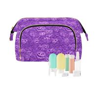 EtherSpher Borsa da toilette viola con zucca malvagia di Halloween portatile grande borsa cosmetica borsa per il cambiamento della borsa per gli organizzatori delle chiavi della carta, Viola Halloween