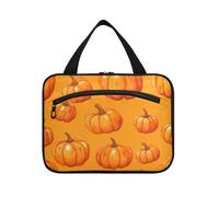 EtherSpher Borsa da viaggio arancione zucca di Halloween con gancio, borsa da toilette essenziale di design appeso per il viaggio deve campeggio bolsos para hombre L, Zucca arancione di Halloween