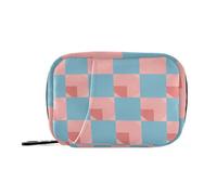 EtherSpher Borsa da viaggio con motivo a scacchi azzurro e fard con scomparti staccabili, comodo organizer per pillole giornaliero per borsa