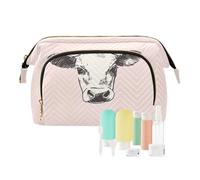 EtherSpher Borsa da viaggio con mucca bianca carina del fumetto borse cosmetiche portatili per le donne borsa della moneta per la spazzola di trucco, Cartone animato carino mucca bianca, 1 size