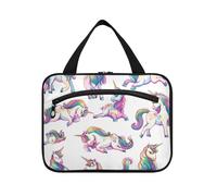 EtherSpher Borsa da viaggio da donna con unicorni in posa diversa da appendere con gancio, borse da trucco portatili di design per gli uomini palestra maleta para maquillaje L, unicorni di posa