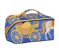 EtherSpher Borsa da viaggio per cosmetici con disegno di carrozza da principessa blu con divisori Borsa da toilette da viaggio impermeabile da appendere accessori da viaggio