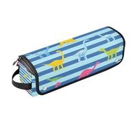 EtherSpher Borsa da viaggio per strumenti per capelli da donna con tappetino in ferro per strumenti per capelli, organizer per ferri da stiro, piastre, arricciacapelli, dinosauri colorati a righe blu,