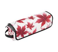EtherSpher Borsa da viaggio per strumenti per capelli e tappetino resistente al calore, custodia da viaggio a doppio strato per ferro arricciacapelli, asciugacapelli piatto, foglia d'acero rossa,