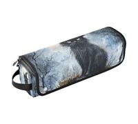 EtherSpher Borsa da viaggio per strumenti per capelli e tappetino resistente al calore, grande custodia da viaggio per ferri da stiro, piastre, arricciacapelli, simpatico gatto nero, borsa da viaggio