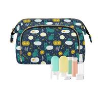EtherSpher Borsa da viaggio verde con alieni spaziali e gatti, impermeabile, da viaggio, per cosmetici, borsa per cosmetici, organizer per articoli da toeletta, spazio Aliens gatti verde, 1 size