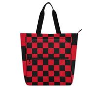 EtherSpher Borsa decorativa per bambini e adulti, motivo scozzese di bufalo nero e rosso, impermeabile, per ragazze, riutilizzabile, con cerniera, per scuola, lavoro, viaggi, arcobaleno