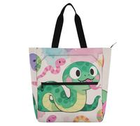 EtherSpher Borsa decorativa per bambini, per ragazzi, ragazze, donne, cartone animato carino serpente verde grande resistente borsa per insegnante borsa da biblioteca per università shopping spiaggia