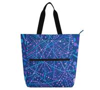 EtherSpher Borsa decorativa per libri artistici, per bambini, ragazzi e ragazze, arte astratta a pois, blu, impermeabile, riutilizzabile, borsa da spiaggia con cerniera, per scuola, shopping, viaggi