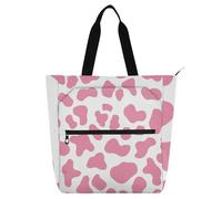 EtherSpher Borsa decorativa per libri per bambini per bambini ragazzi ragazze, motivo mucca pesca grandi borse a tracolla con tasche con cerniera per scuola shopping spiaggia arcobaleno bolsa para