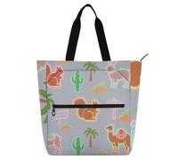 EtherSpher Borsa decorativa per libri per bambini per ragazzi ragazze adulti, scoiattolo marrone cammello grande borsa da spiaggia per la scuola borsa da spiaggia con cerniera per la scuola shopping
