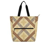 EtherSpher Borsa decorativa per libri per bambini, studenti, adulti, con linee geometriche marroni, grande, resistente, riutilizzabile, per biblioteca, shopping, spiaggia, arcobaleno para libros de