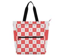 EtherSpher Borsa decorativa per libri, per ragazzi, ragazze, donne, motivo scozzese di bufalo, rosso, leggera, riutilizzabile, con tasche con cerniera, per scuola, lavoro, viaggi, in tela arcobaleno