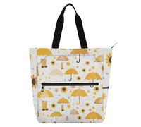 EtherSpher Borsa decorativa per libri per ragazzi ragazze donne, ombrello giallo estate impermeabile biblioteca libro borsa a tracolla con tasche per scuola e tempo di gioco arcobaleno bolso para