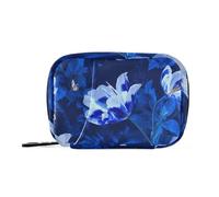 EtherSpher Borsa della medicina di viaggio blu reale del fiore estetico con gli scomparti staccabili attaccabile dell'organizzatore della pillola della medicina per la borsa