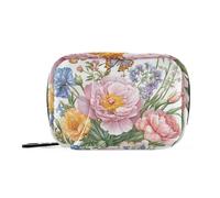 EtherSpher Borsa di pronto soccorso con fiori retrò con pittura a olio bianca con scomparti staccabili organizer per pillole portatile mensile per borsa