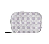 EtherSpher Borsa di pronto soccorso con motivo a scacchi viola su tela con scomparti staccabili, comodo organizer per pillole per borsa