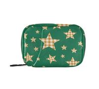 EtherSpher Borsa di pronto soccorso verde a scacchi con stelle e scomparti staccabili, comoda custodia per pillole da viaggio per borsa