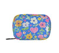 EtherSpher Borsa di pronto soccorso vintage floreale blu pesca con scomparti staccabili attaccabili portapillole organizzatori per borsa