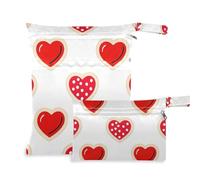 EtherSpher Borsa impermeabile a pois rossi a forma di cuore per parti del tiralatte confezione da 2 sacchetti bagnati per costume da bagno con manici per asilo nido, pannolini per bambini