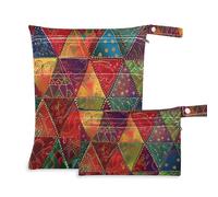 EtherSpher Borsa impermeabile colorata con triangoli patchwork dal design unico per il nuoto, confezione da 2 elementi essenziali da viaggio per volare con manici per fare il bagno, spiaggia