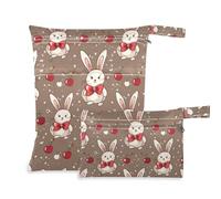 EtherSpher Borsa impermeabile con coniglio bianco con fiocco rosso ciliegia per viaggiare 2 sacchetti bagnati per costume da bagno con manici per spiaggia, spiaggia