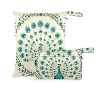 EtherSpher Borsa impermeabile per bagnare il bambino in stile vittoriano retrò vintage verde pavone, confezione da 2 pezzi essenziali da viaggio per bambini con manici per viaggi, piscina