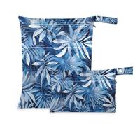 EtherSpher Borsa impermeabile per nuoto in stile nautico con fiocchi di neve e oceano, confezione da 2 sacchetti bagnati per costume da bagno con manici per yoga, yoga