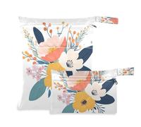 EtherSpher Borsa impermeabile per nuoto, motivo floreale, confezione da 2 pezzi, accessori da viaggio per bambini, con manici per fare il bagno, la palestra