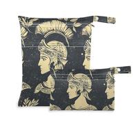EtherSpher Borsa impermeabile per vestiti da palestra con motivo ritratto antico egiziano retrò, confezione da 2 sacchetti bagnati per costume da bagno con manici per piscina, spiaggia