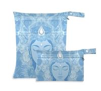 EtherSpher Borsa impermeabile riutilizzabile con testa di dea vintage, confezione da 2 sacchetti bagnati per costume da bagno con manici per piscina, bagno