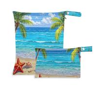 EtherSpher Borsa lavabile blu per vacanze estive spiaggia albero di cocco per nuoto confezione da 2 elementi essenziali da viaggio per bambini con manici per asilo nido, spiaggia