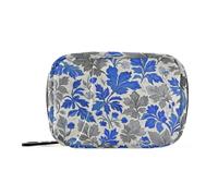 EtherSpher Borsa medica alla moda retrò floreale grigio blu ranuncolo patata dolce modello con scomparti staccabili attaccabile organizzatore portatile pillola per borsa