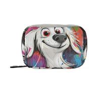 EtherSpher Borsa organizer per medicinali a forma di cane bianco con scomparti staccabili, comodo organizer da viaggio per borsa